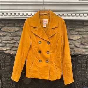 Mossimo Supply Co Yellow Corduroy Peacoat with Wide Lapel